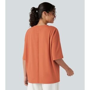 Halara Round Neck Oversized Top Athleisure Activewear Gym Yoga Pickleball Preppy